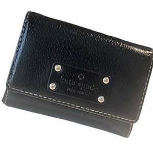 Kate Spade Black Leather Key Fob Zip Coin Bifold Wallet